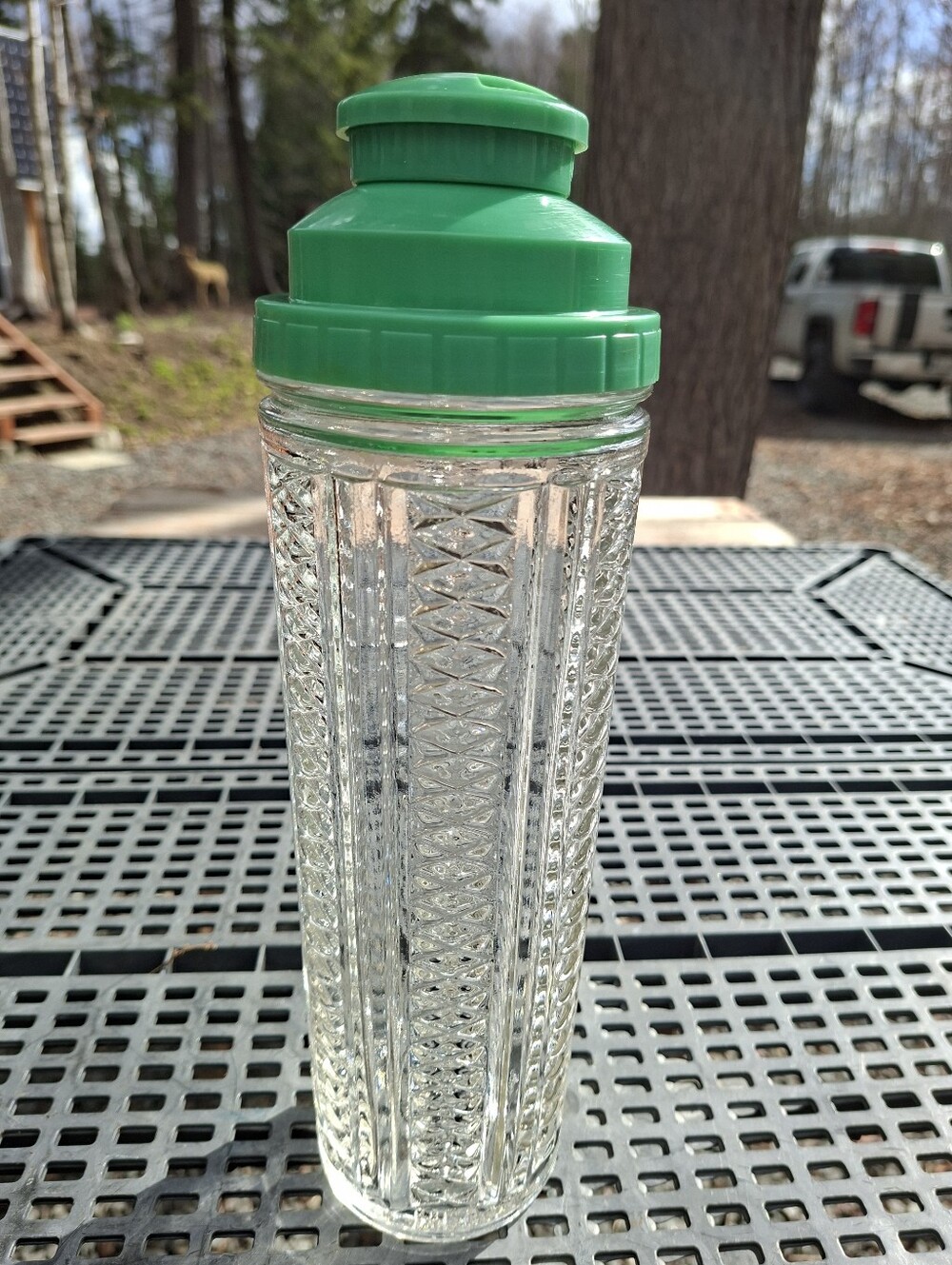 Rare Vintage MCM Cocktail Mixed Drink Shaker Bar Checkered Glass Medco